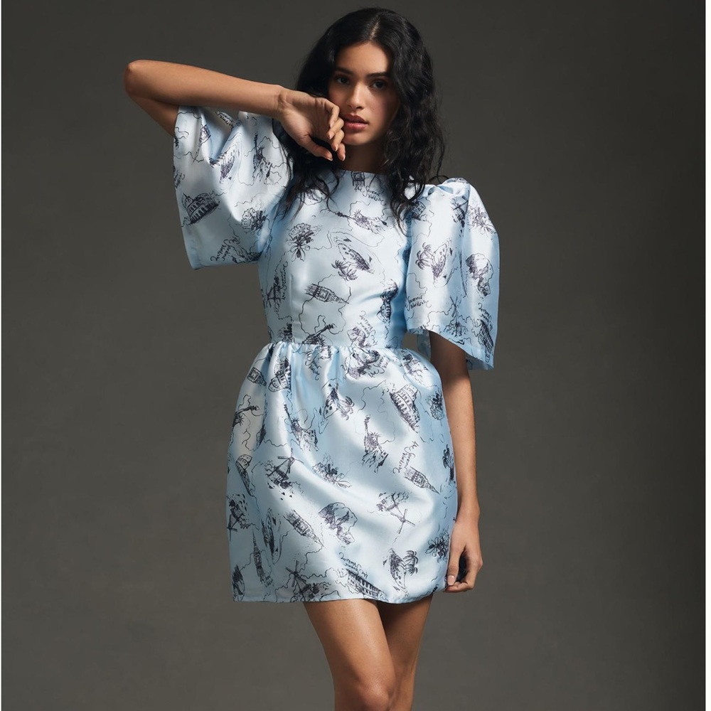 Anthropologie Blue and White Mini Dress